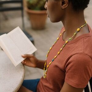 Made in Uganda 45" Paper Bead Necklace Multi-Colored‎